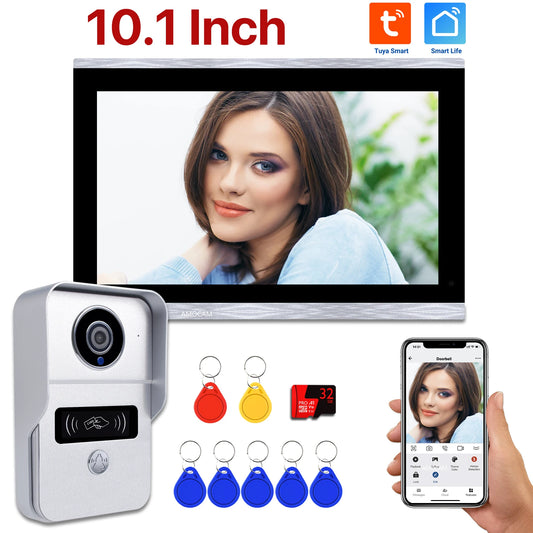 1080P 10 Inch 7" Touch Screen Wifi Video Doorbell, Smart TUYA Home Video Intercom 32G Card Rceord Kit Motion Detection ID Unlcok Spy-shop.com