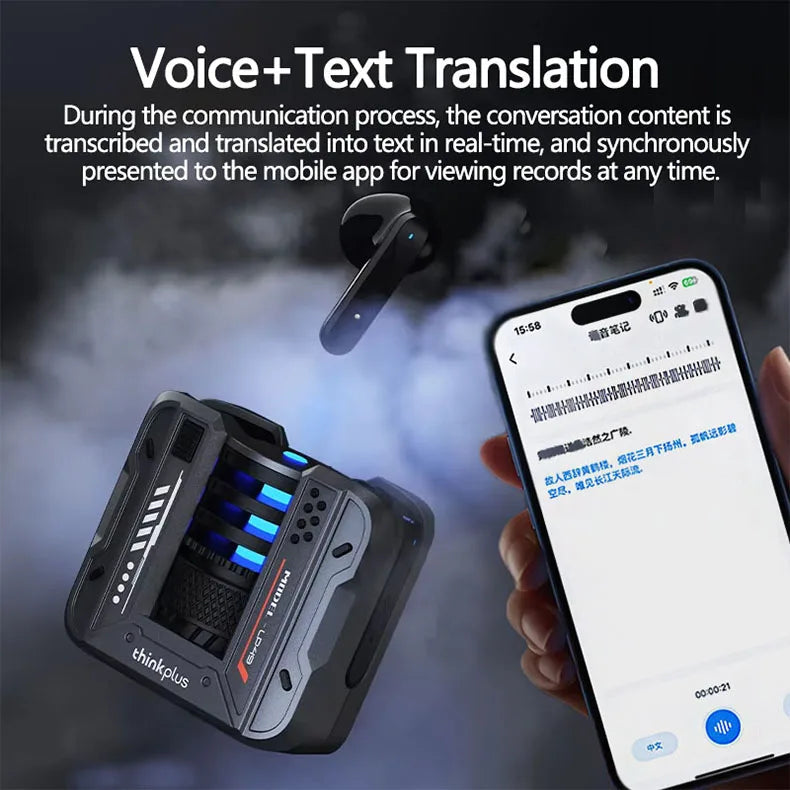 Lenovo LP49 AI Translation Headphones Wireless Bluetooth 5.4 Noise Reduction HD Call Earbuds Office Travel Real Time Translation 