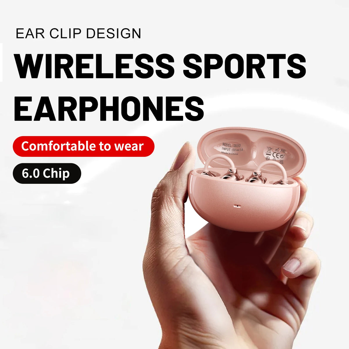 Open Ear Clip Wireless Bluetooth Earbuds with Mic