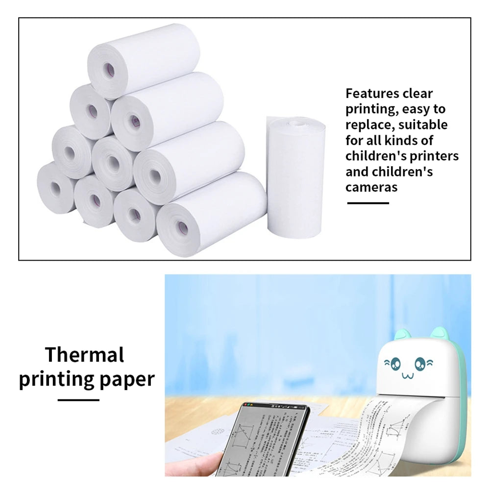 10 zvitkov 57x25 MM termični papir, bel otroški fotoaparat, takojšnje tiskanje otroškega fotoaparata, nadomestni deli dodatne opreme za tiskalni papir