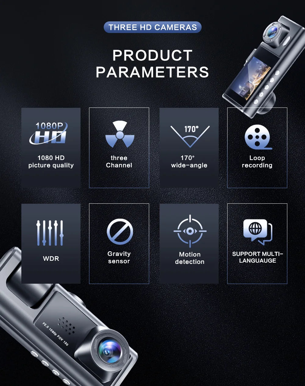 Dual-Lens Front and Cabin Dash Camera