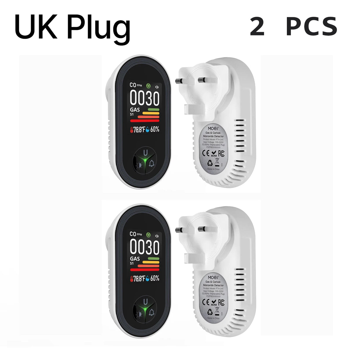 Plug-In CO and Combustible Gas Monitor with Display