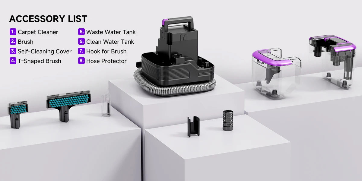 Honki 530W Carpet Cleaner Machine 20KPa Strong Suction Handheld Multifunctional Cleaner for Pet Hair Upholstery Sofa Mat Bed Self-cleaning Energy-saving Portable Wet and Dry Deep Cleaning Appliances