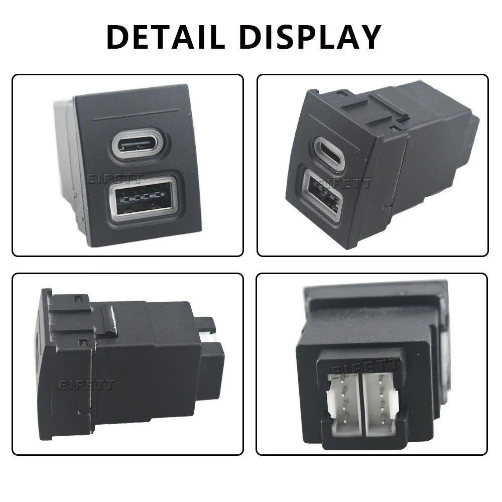 12V/24V Car Phone Charger Socket Double QC3.0 Type-C PD USB Charging Port Power Adapter For VW Polo 9N 9N3 2004-2011 Car Parts