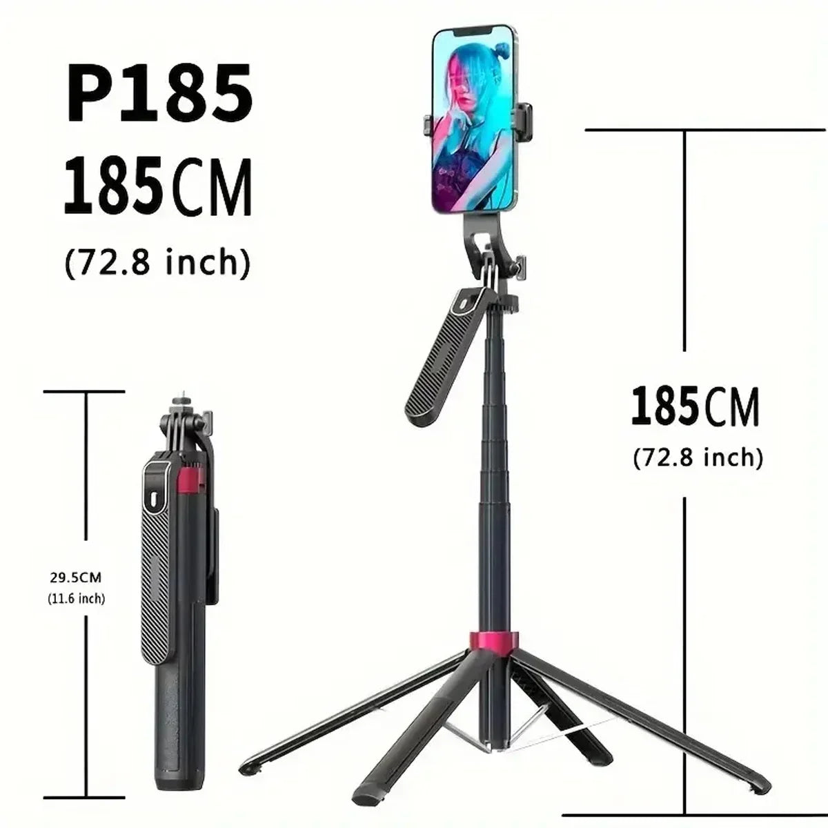 Portable camera tripod with wireless remote control and 360 ° rotation for video recording, video recording, and live streaming 