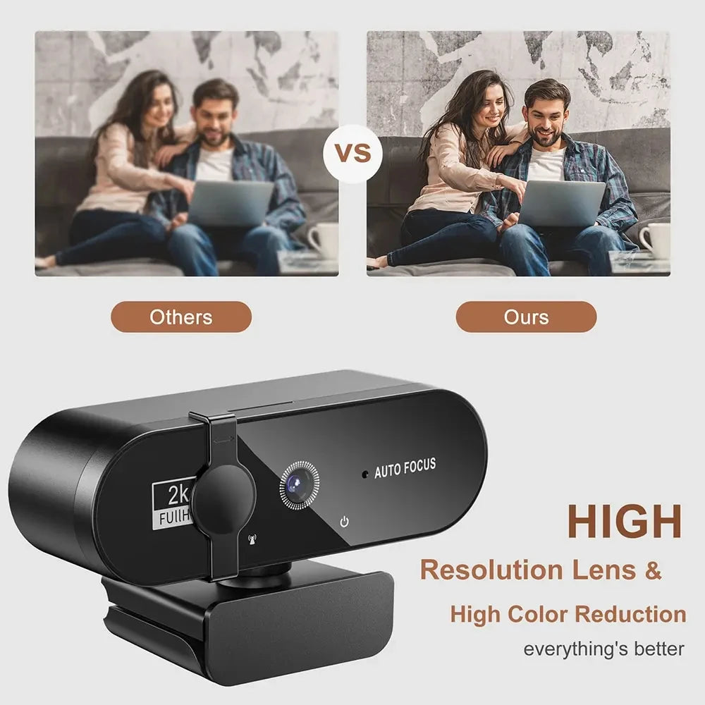 USB Autofocus Webcam with Microphone & Sliding Lens Cover