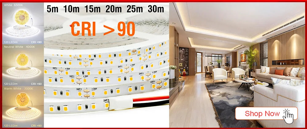 Flexible White LED Strip - 12V / 24V Options