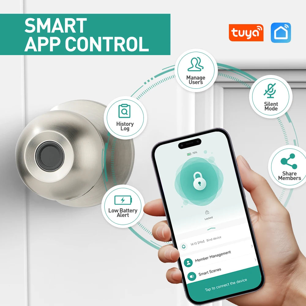 Serratura Intelligente con Controllo tramite Impronta Digitale e App Tuya