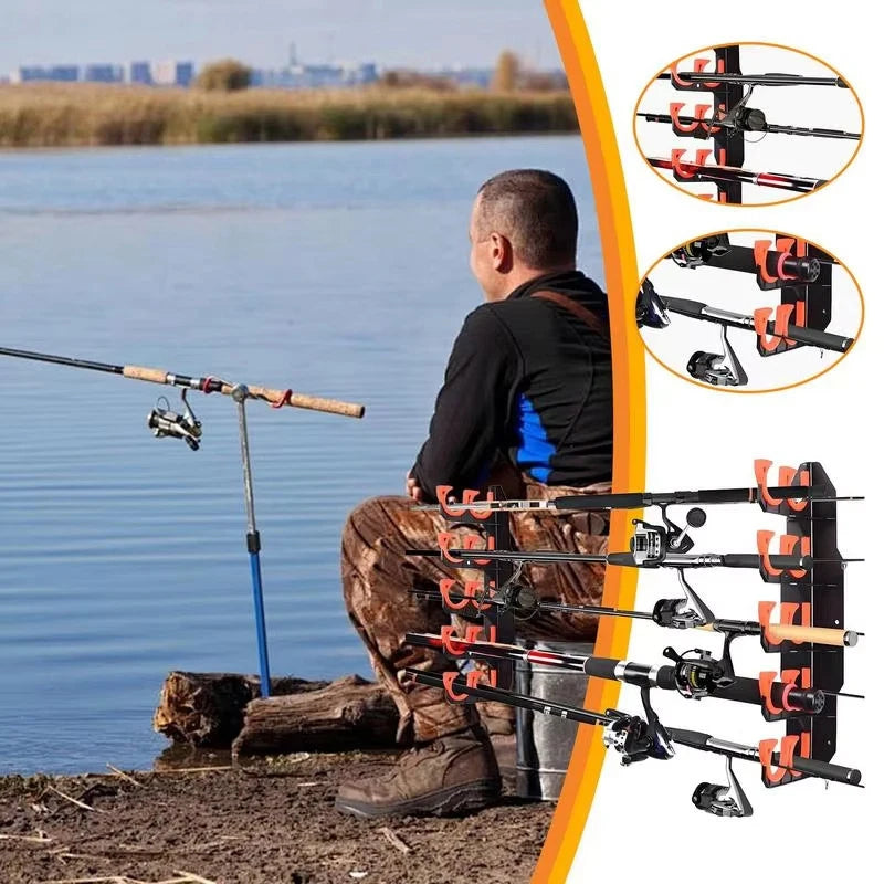 Wall-Mounted Fishing Rod Storage Rack, 42 cm