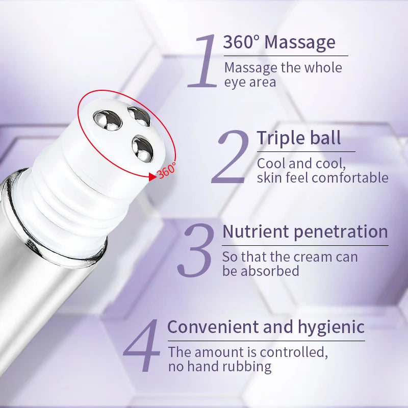 O'CHEAL Anti Wrinkle Anti Dark Circle Eye Cream Roller Massager Moisturizing Eye Bags Anti Aging Hyaluronic Acid Eye Skin Care 
