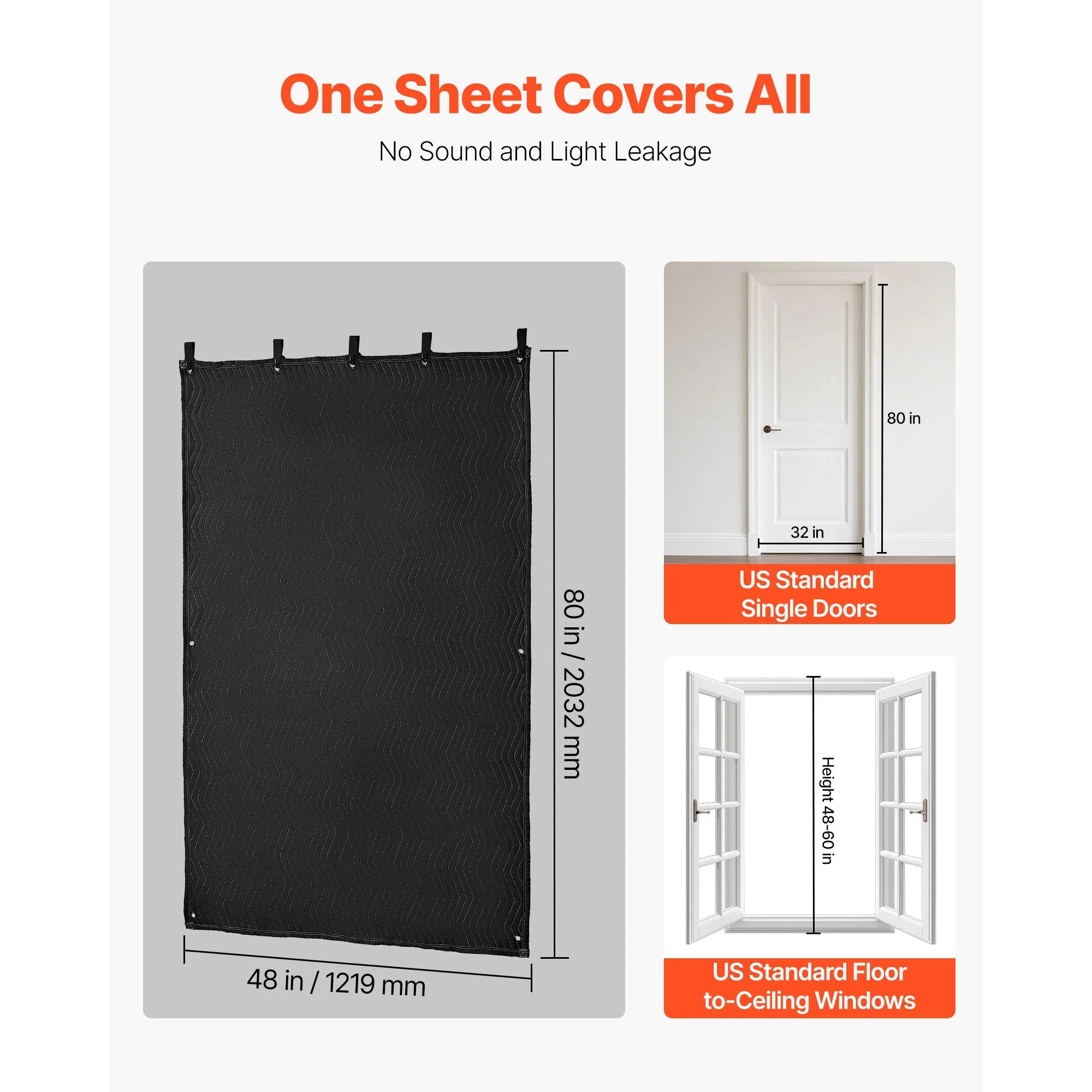 SucceBuy mantas/dobles de amortiguación de sonido 80x48/96x80 pulgadas, cortinas aislantes con ojales, manta con ojales para estudio, para grabación musical