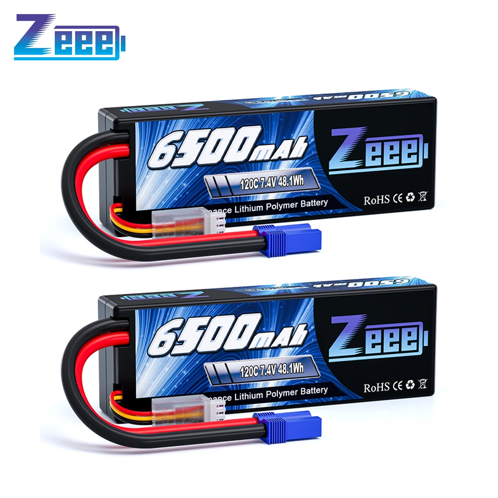Zeee 2S 6500mAh 7.4V 120C LiPo baterie s tvrdým pouzdrem a konektorem EC5