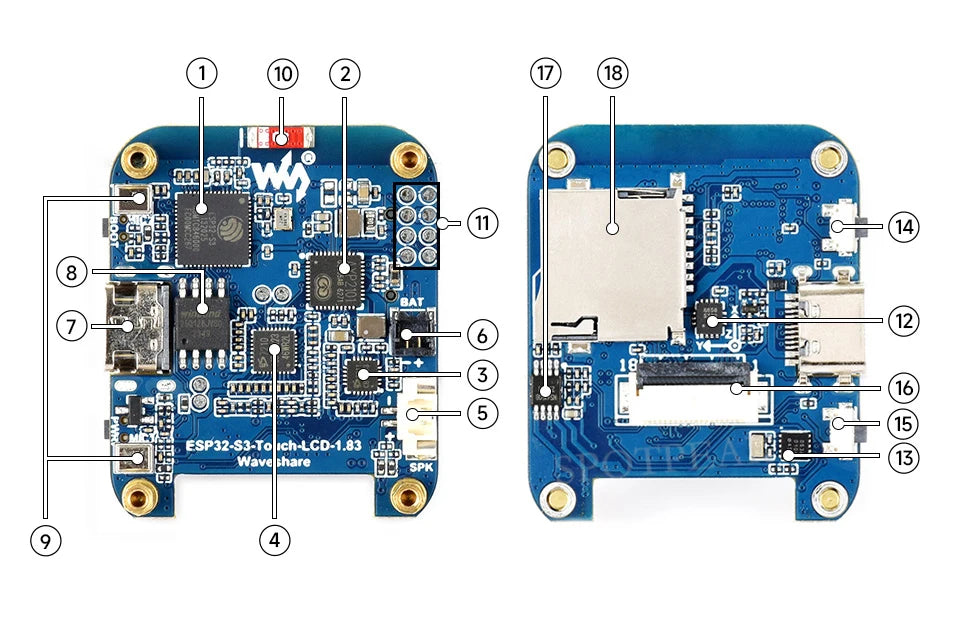 ESP32-S3 1.83-Inch Touch Display Board