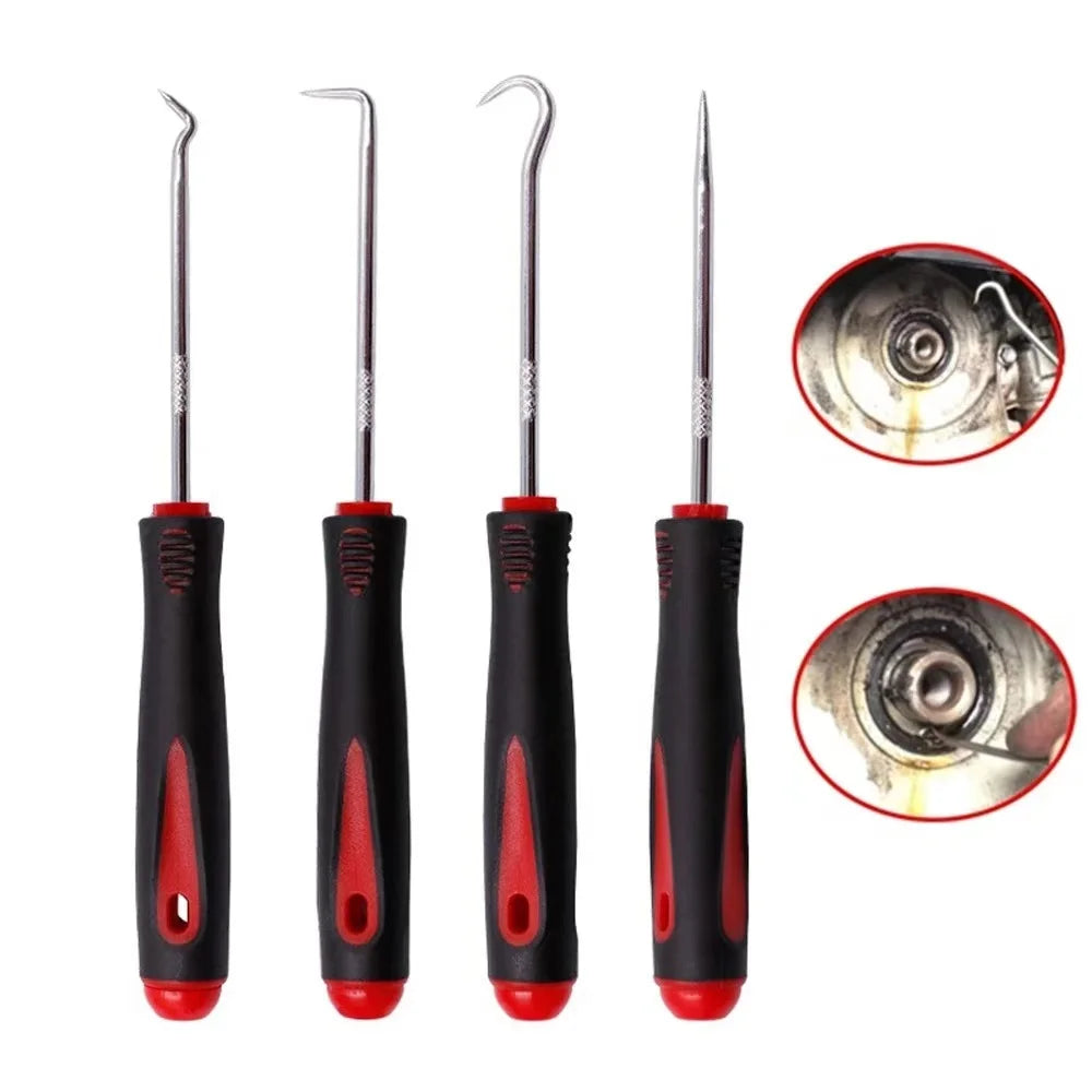 Ensemble de tournevis d’huile automobile avec joint torique O-Ring Joint d’étanchéité Garniture Tire-Pull Prise crochets outils Étanchéité Outils de réparation 16 cm 4 pcs