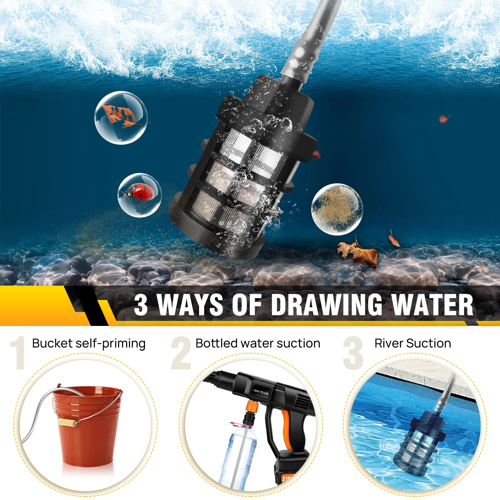 Nettoyeur haute pression sans fil avec batterie 4,0 Ah et buse 6-en-1