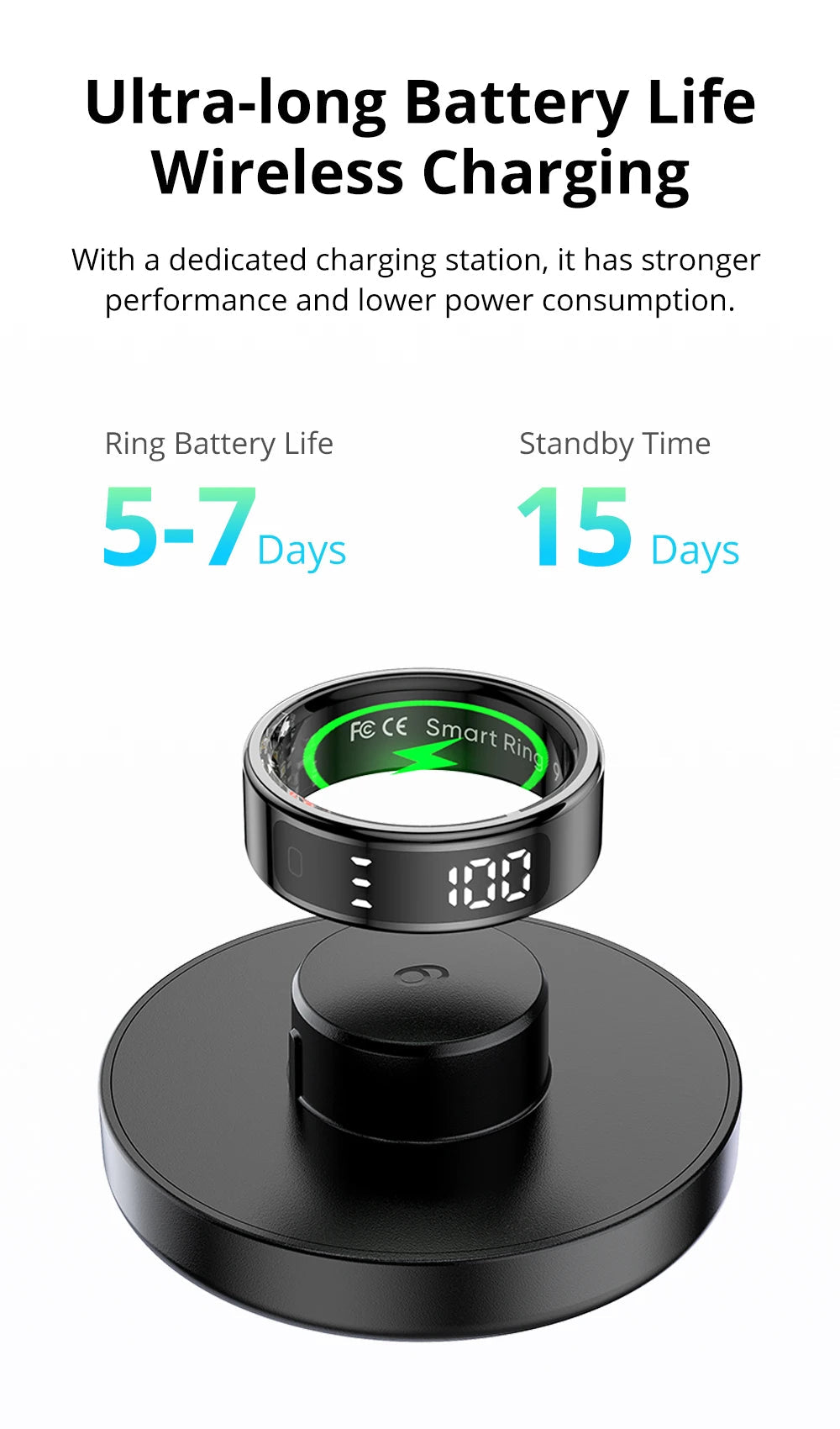 2025 COLMI R12 Smart Ring with Display Screen and Touch, Wireless Charging, Health Manager, 5 ATM Waterproof For Men Women 