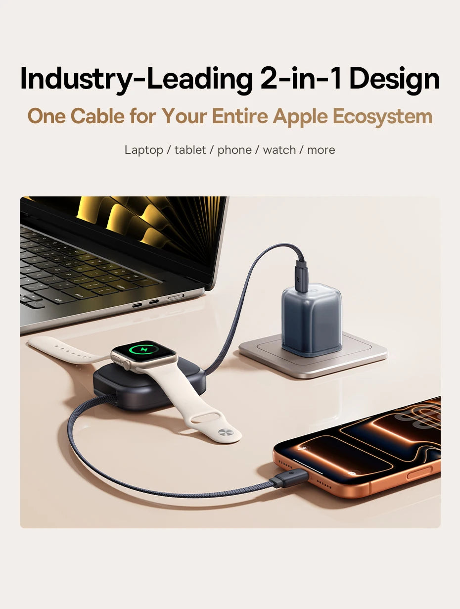 100W Retractable USB-C Fast Charging Cable with Magnetic Design
