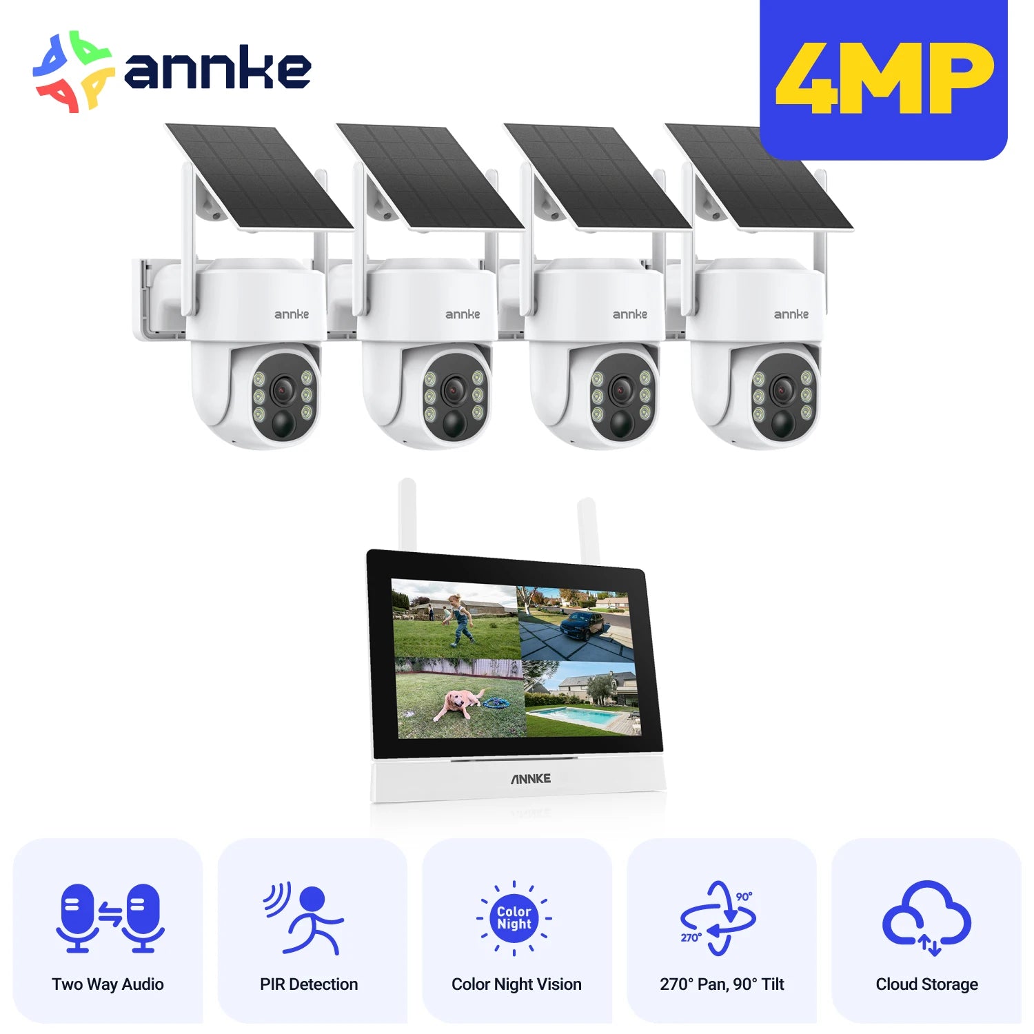 ANNKE 4MP Wireless Security Camera Kit with 7" Monitor