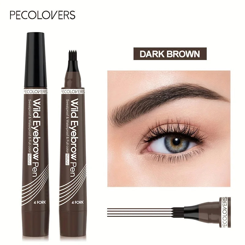 6 Colors 1pc Eyebrow Pen Waterproof 4 Split Tip Eyebrows Pen Eyebrow Tattoo Pen Waterproof Liquid Black Eyebrow Makeup Pencil 