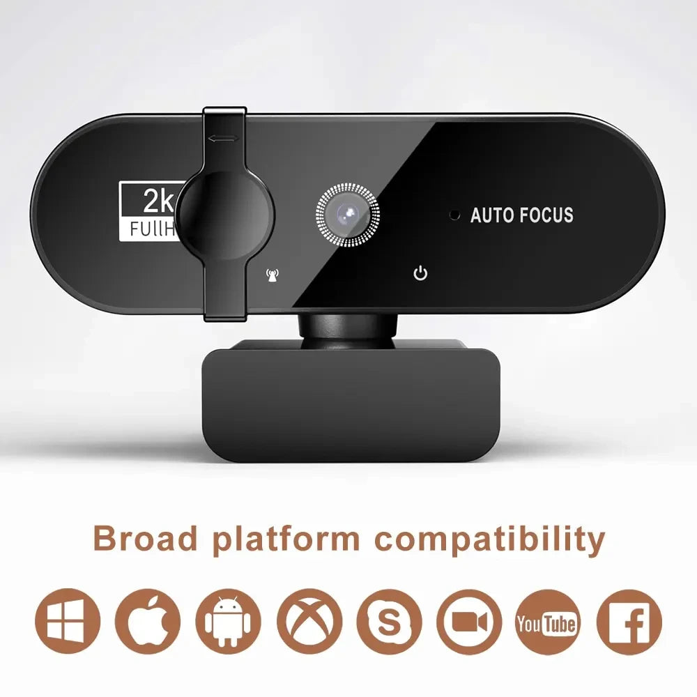USB Autofocus Webcam with Microphone & Sliding Lens Cover