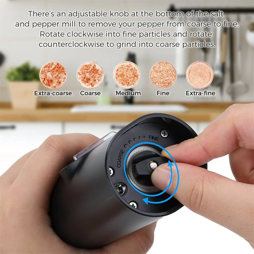 Electric Salt or Pepper Grinder with Adjustable Ceramic Burr