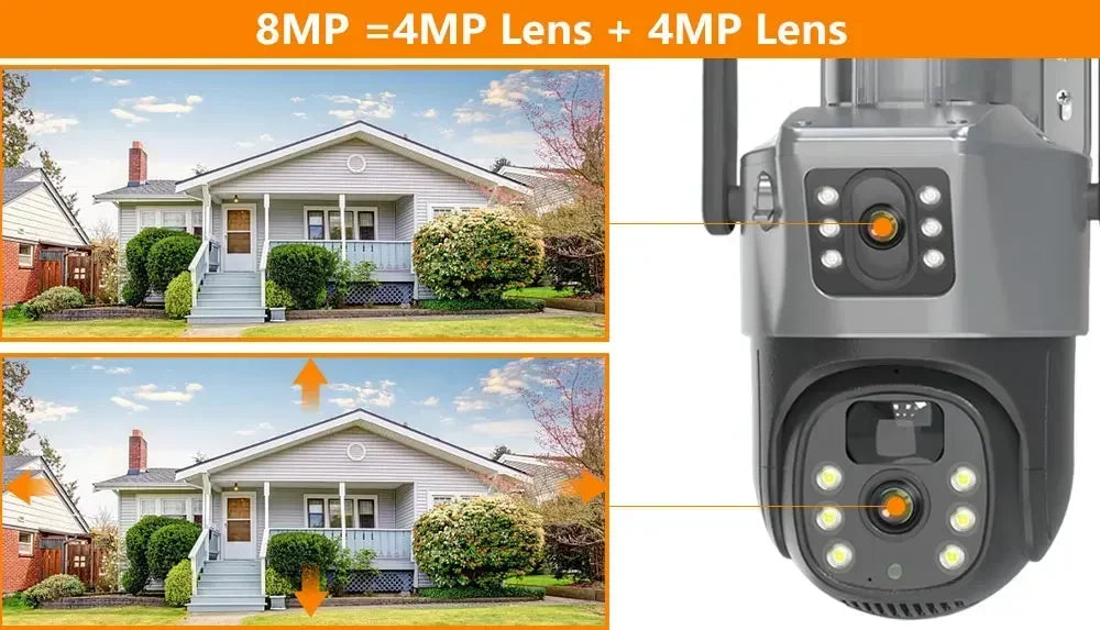 4G Solar Dual Lens Outdoor Security Camera 8MP 4K PIR Human Detection