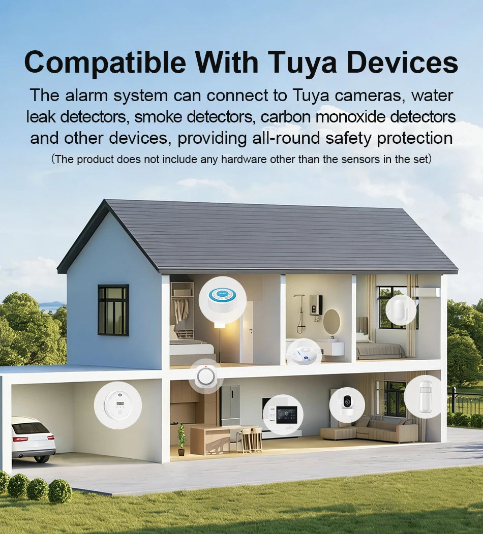 PGST Wireless Home Security Alarm System Work with Tuya 4G 2G GSM WIFI Smart Home 433MHz App Control With Alexa