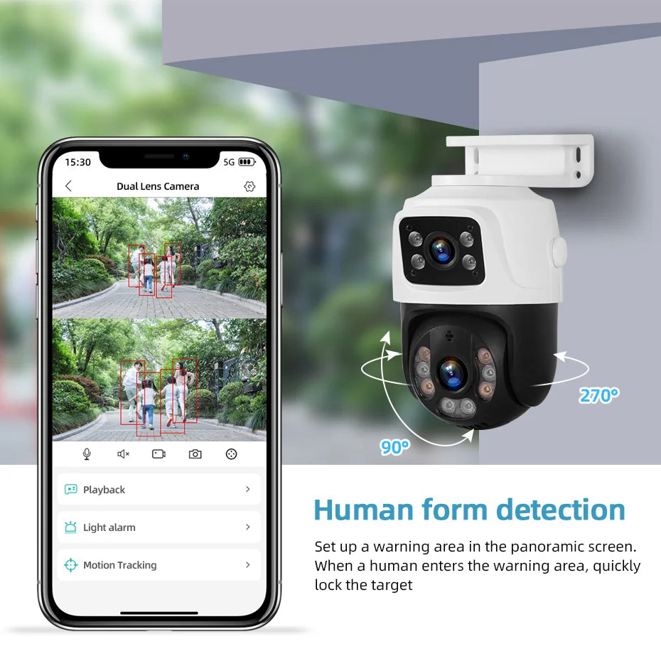 Outdoor 6MP PTZ PoE IP Camera with Human Detection