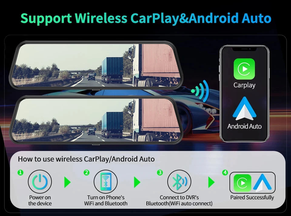 4K Touch Screen Car Dash Cam with Rear Camera