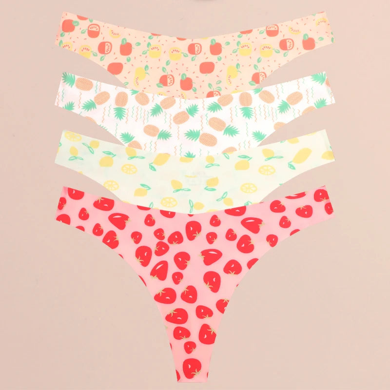 Stretchstrings voor dames met print - 4 stuks