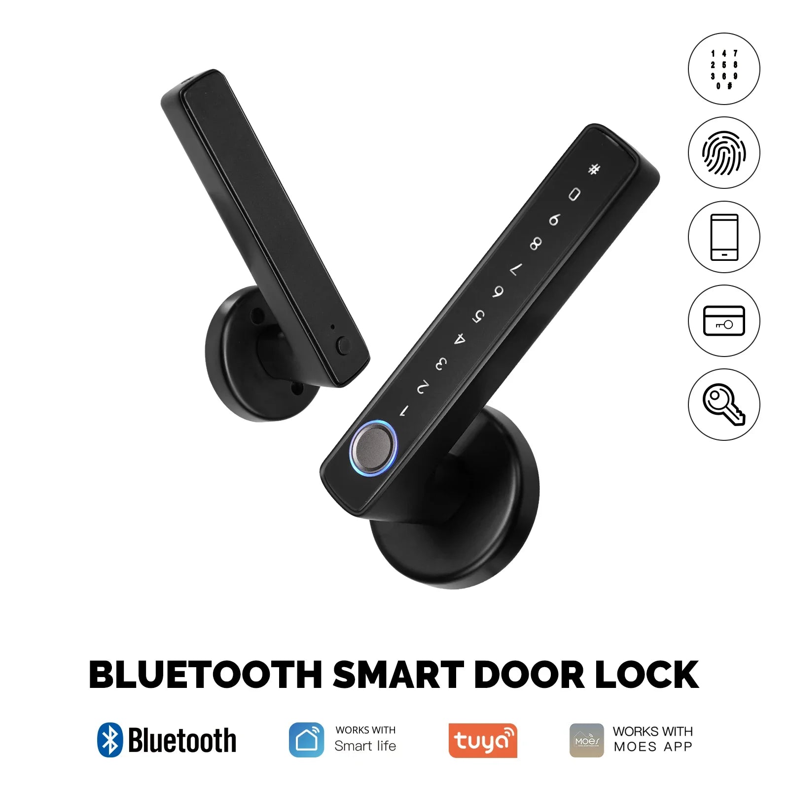 Fechadura de Porta com Impressão Digital Bluetooth Smart, Senha e Desbloqueio Remoto por Aplicação