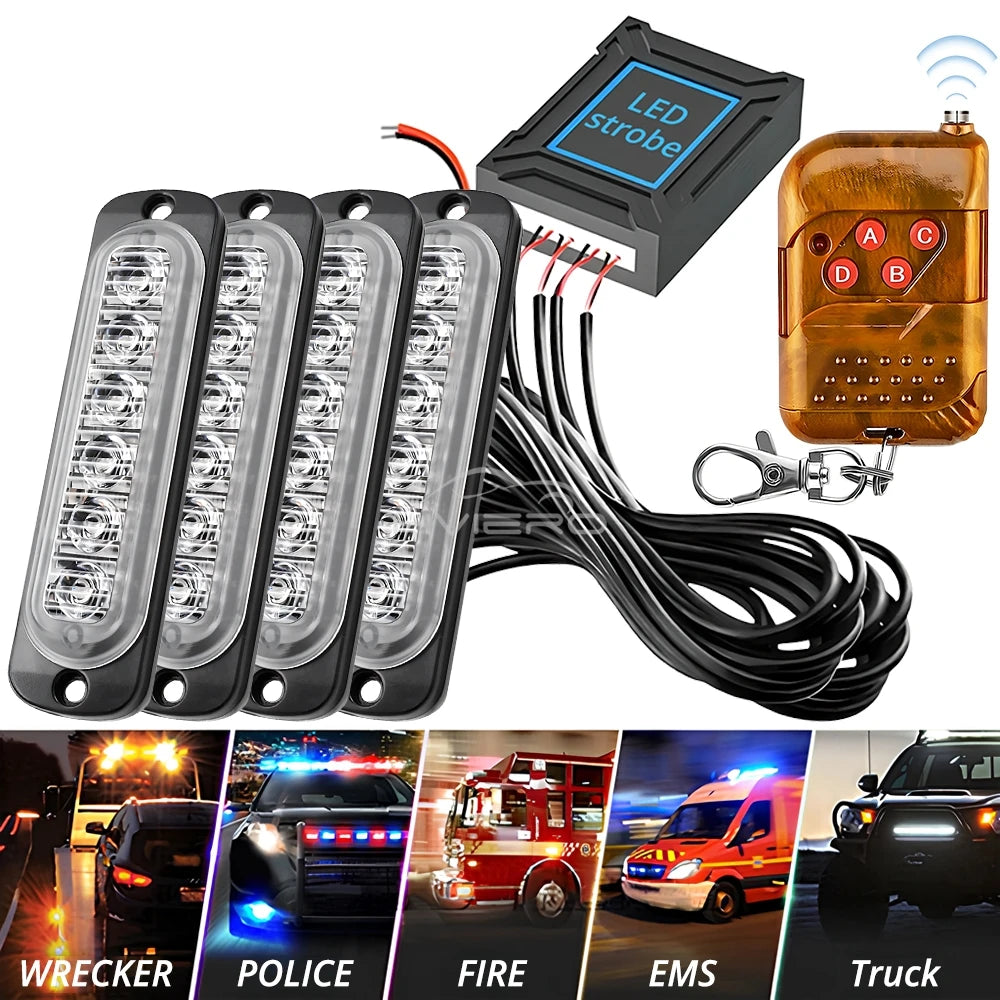 24LED Wireless Car Strobe Emergency Signal Flash Warn Light 12-24V Trailer Automatic Diode Truck Modification Accessories Modify