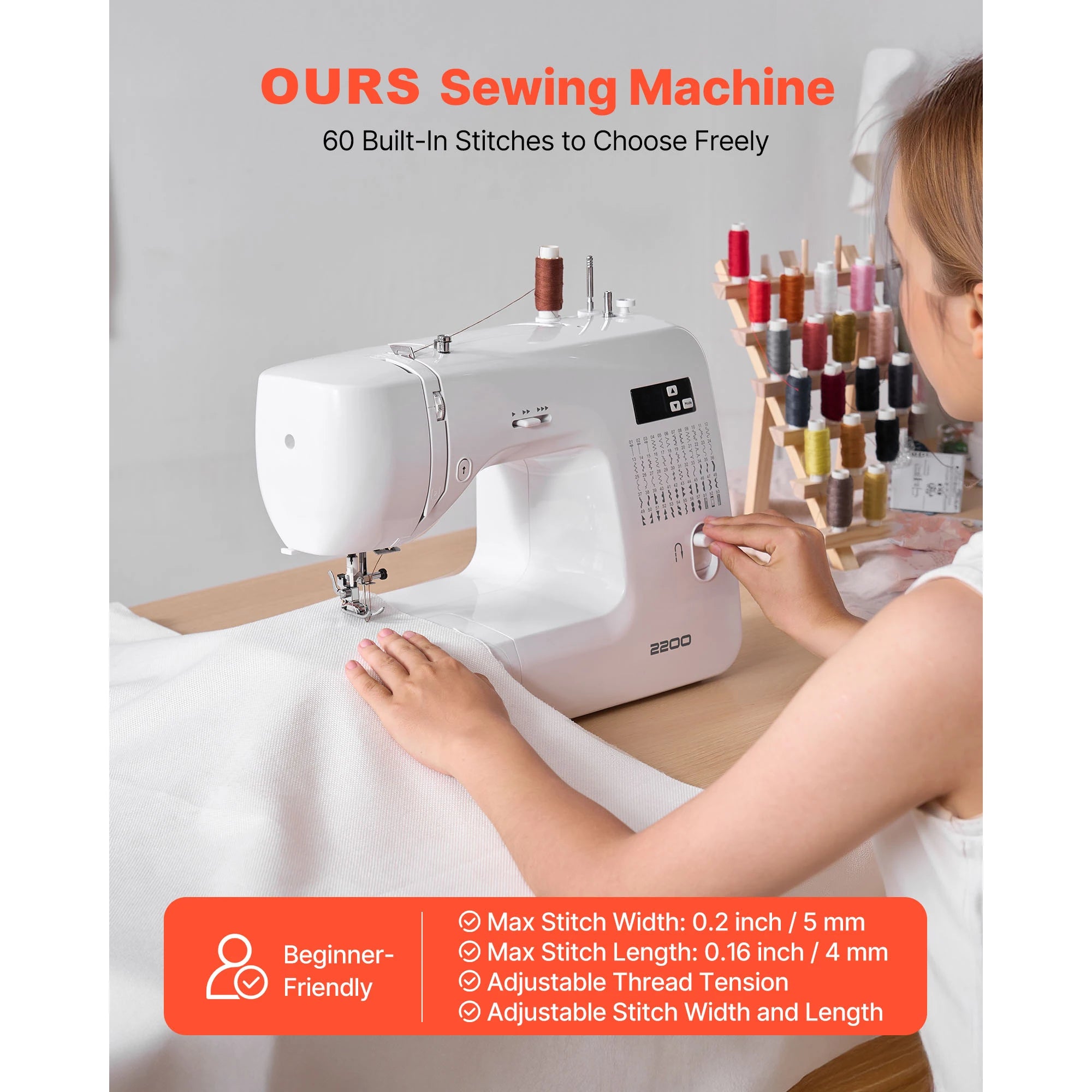 Computerized Sewing Machine with 60 Stitches, LED & Heavy-Duty Frame