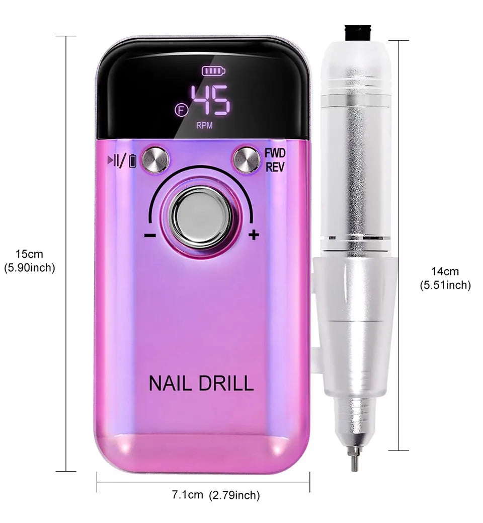 45000RPM Electric Nail Drill Machine Professional Nail Drills for Gel Nails Polish Rechargeable Portable Nail File Manicure Tool 