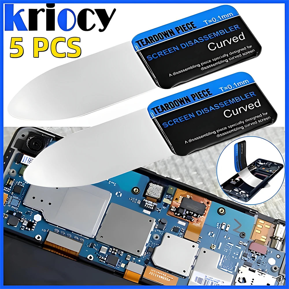 1-5Pcs Mobile Phone Curved LCD Screen Spudger Opening Pry Card Tools Ultra Thin Flexible Mobile Phone Disassemble Steel Metal 