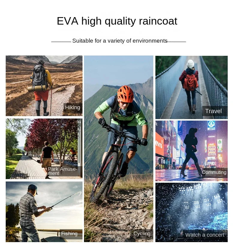 High Quality 1piece 145*68CM EVA Unisex Raincoat Thickened Raincoat Women Waterproof Men Black Camping Waterproof Rainwear Suit 