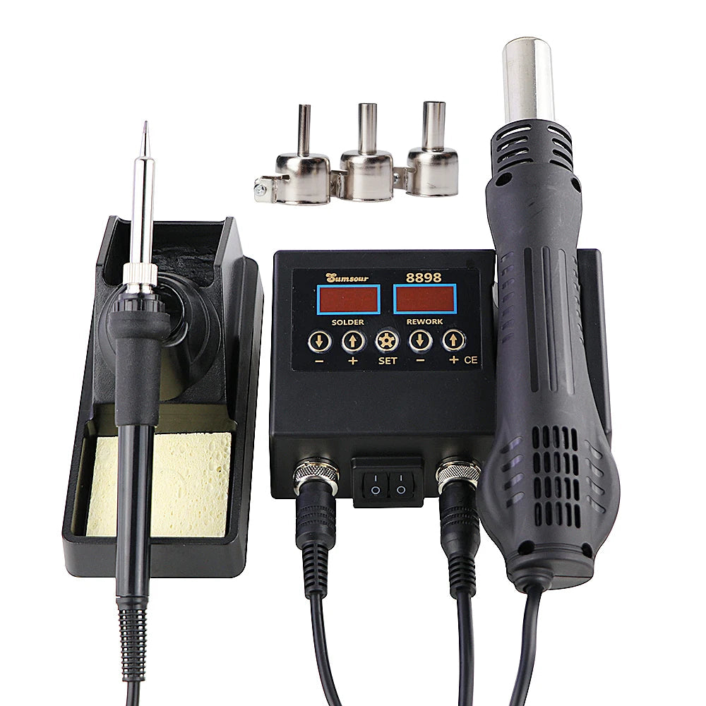Soldering Station Digital Temperature Adjustable 2 in 1 SMD Solder Iron Hot Air Heat Gun Welding Rework For PCB IC Repair Tools 