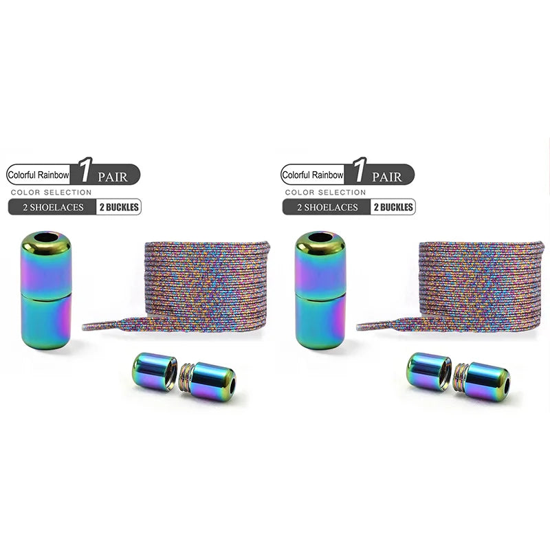 1Pair/2Pairs/4Pairs No Tie Shoe Laces Colorful Buckle Shoelaces Pearl Light Colorful Fashion Without Ties Elastic Laces Sneaker 