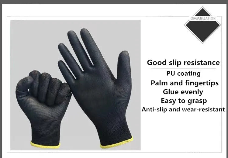 10/20 Pair Logo Free Polyurethane Gloves Safety Work Gloves Repair Gloves Palm Coated Gloves Carpenter Repairman Supplies 