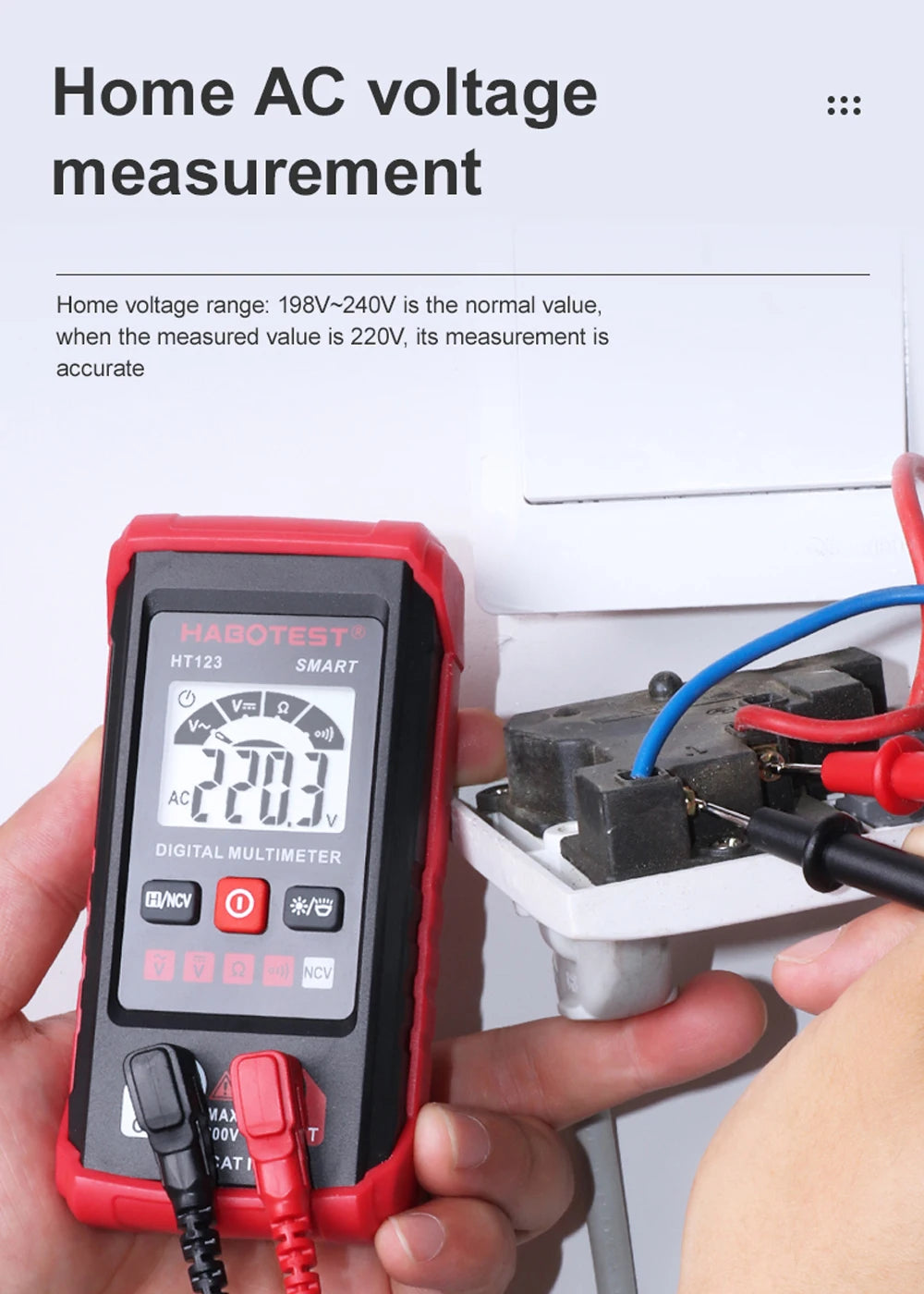 Digital Multimeter AC DC NCV Smart Multimeter Tester Multimetro Ohm Voltage Meter Auto Range 600V Profesional Electrician Tester