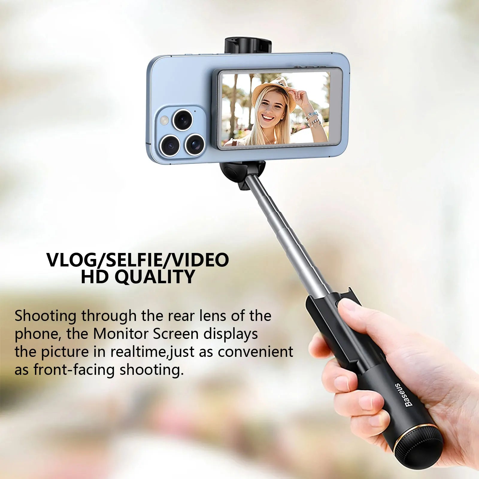 Magnetic Vlog Selfie Monitor for Phone with 4" Wireless Screen