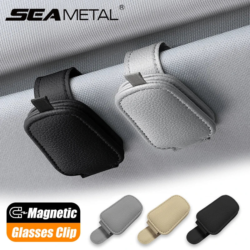 SEAMETAL Magnetic Sunglasses Holder for Car Visor Glasses Clip Durable Stable Eyeglasses Holder Mount Universal Ticket/Card Clip
