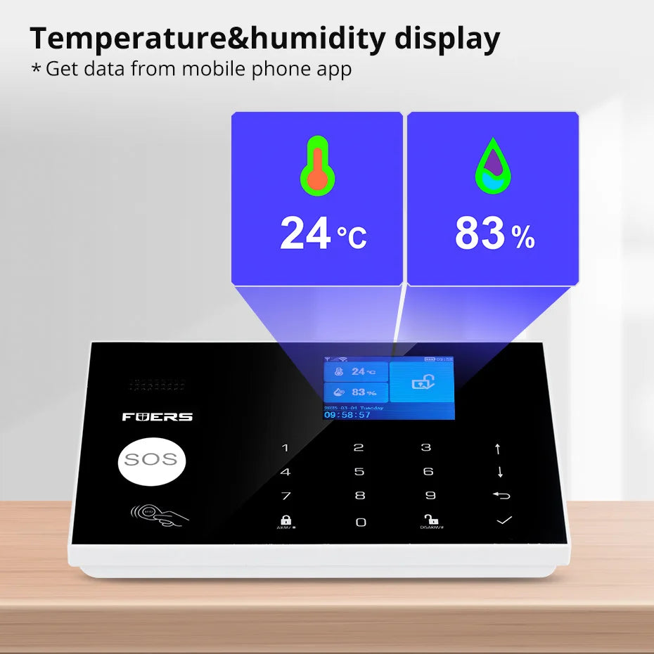 FUERS Sistema de Alarmas para Hogar con WiFi GSM Sistema de Seguridad Inalámbrico con Sirena Alarma Alert con Detector de Puerta Control Tuya APP
