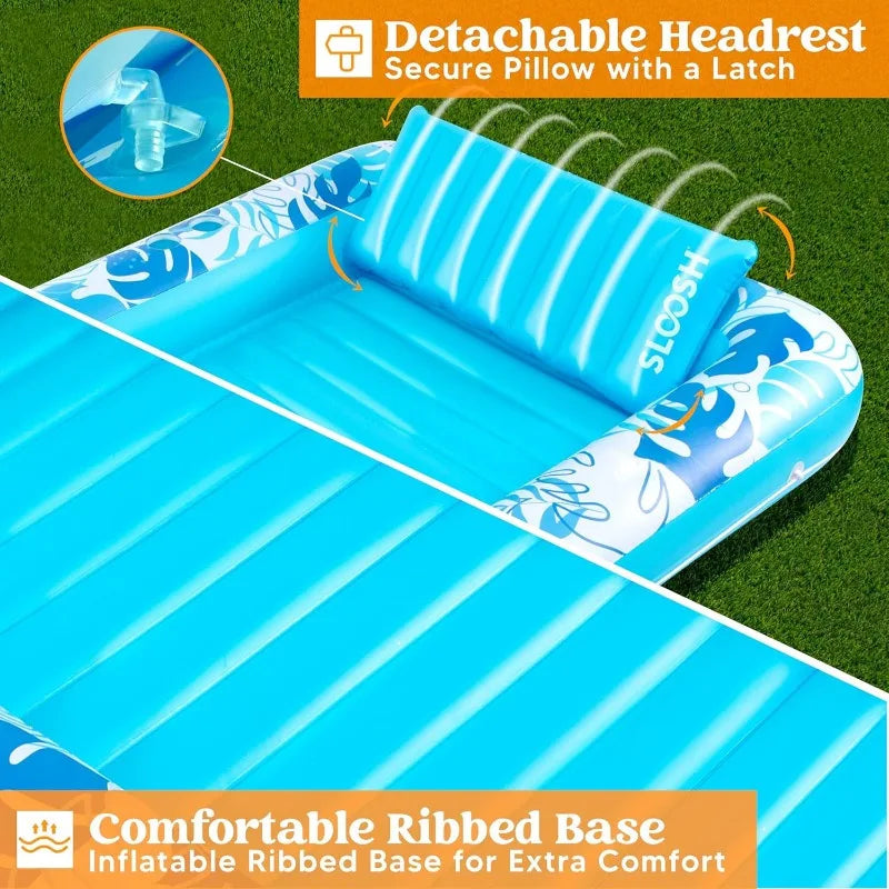 4-in-1 Inflatable Suntan Pool Float with Pillow, 70" x 46"