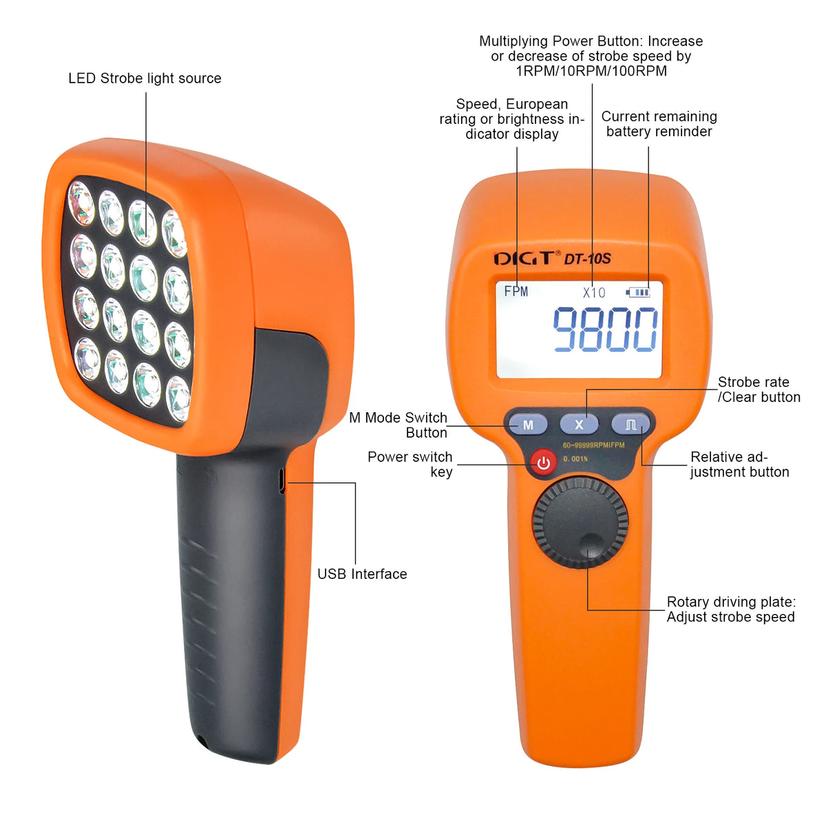 DT10S Handheld LED Stroboscope