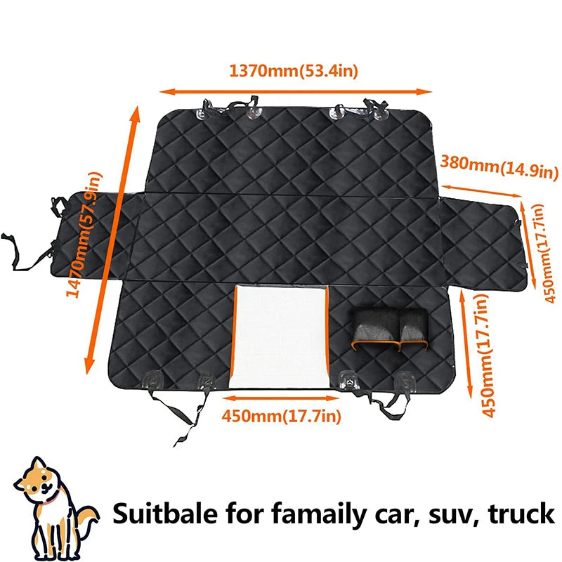 SEAMETAL Car Rear Seat Cover for Dog Waterproof Oxford Cloth Seat Cushion for Pet Anti-Scratch Seat Protector Barrier for Dog