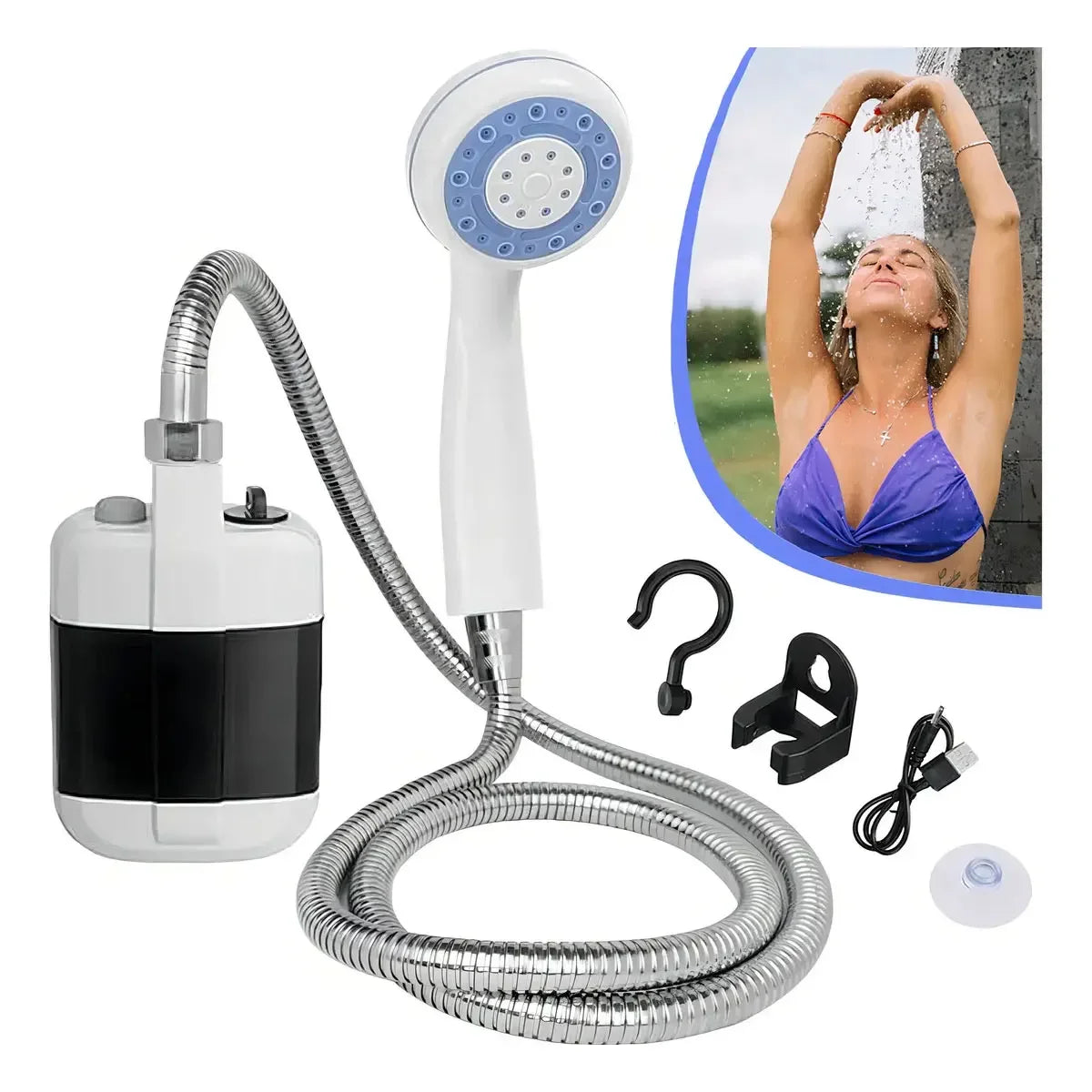 Portable Outdoor Camping Shower USB Rechargeable Electric Shower Pump