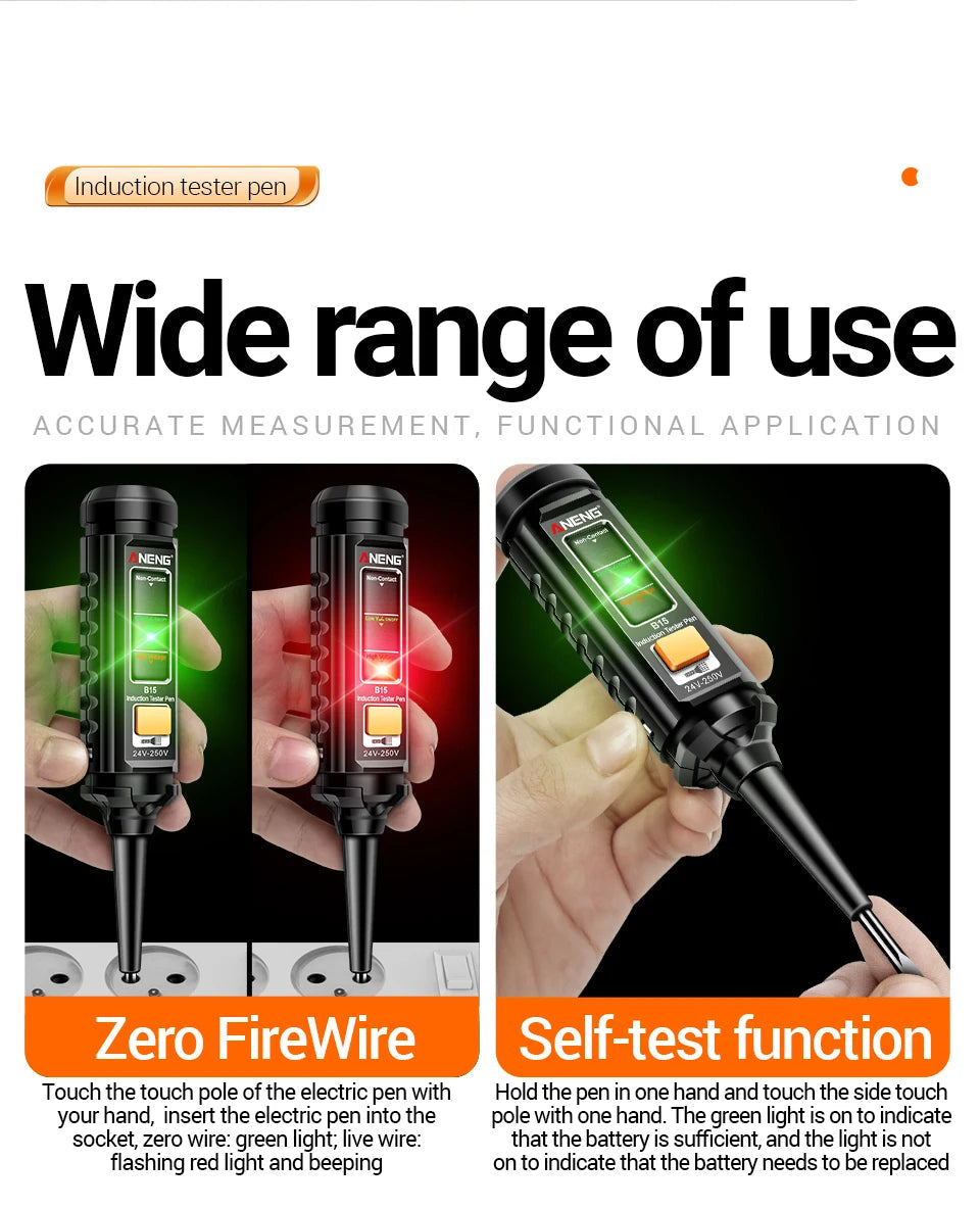 ANENG B15 Induction Teste Pen Highlight Color Light Professional AC Voltage Detection Electrician Screwdriver Testing Tools 