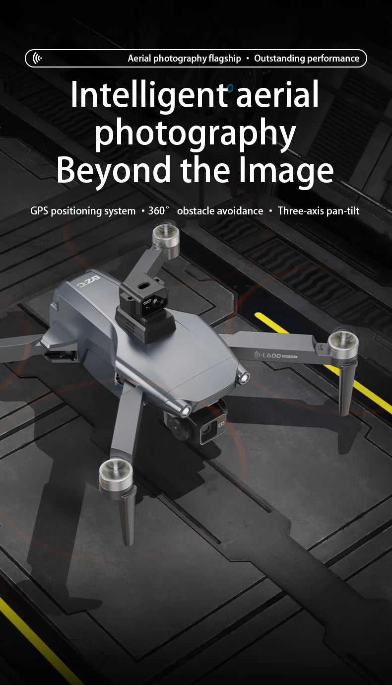 L600 PRO MAX GPS Drone Professional 8K Camera 3-axis Gimbal Aerial 5G WIFI FPV Brushless Motor 360 ° Laser Obstacle Avoidance Optical Flow Hover with Large Screen Remote Control Aircraft Folding Quadcopter Drones Kids Toys G