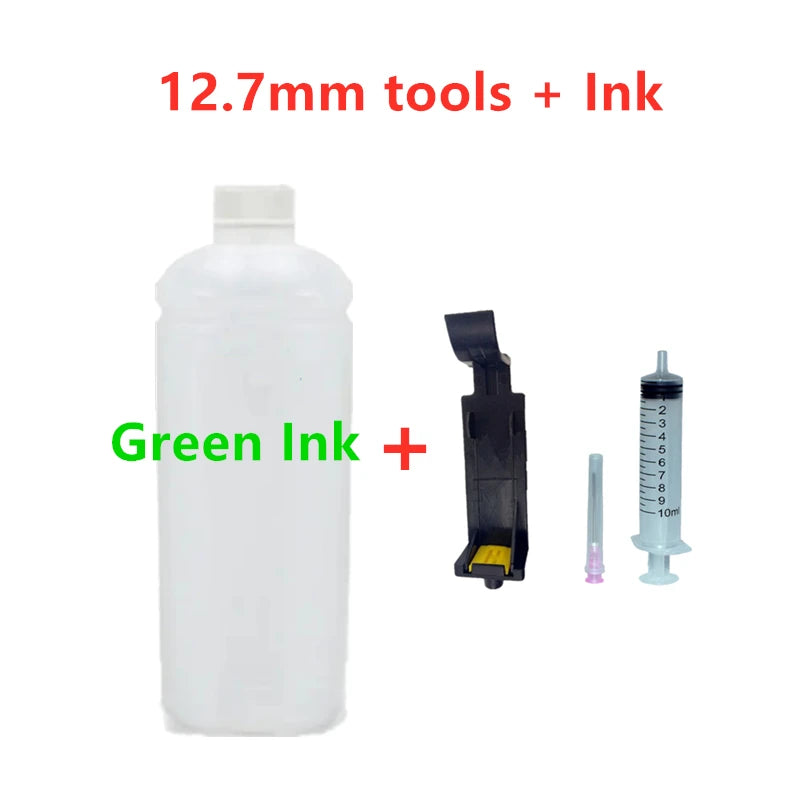 Eco 100ml Refillable Ink Compatible Quick-drying Solvent Ink Refill Ink Tool Snap Fill for 12.7mm Handheld Inkjet Printer